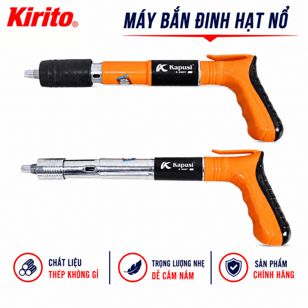 Máy Bắn Đinh Bê Tông Hạt Nổ Kapusi Cao Cấp, Bắn Ty Trần Thạch Cao Không Dùng Điện K-6807/K-6821