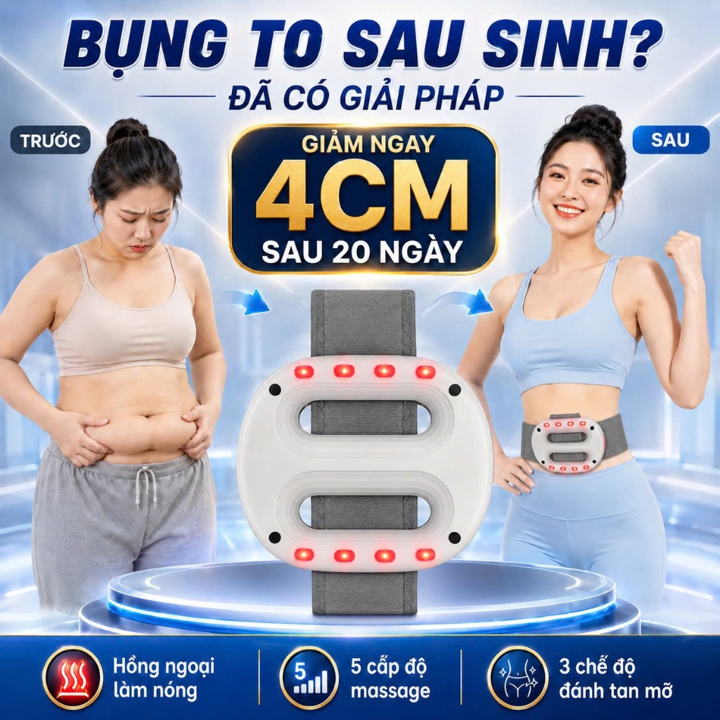 Đai Massage Rung Nóng Giảm Mỡ Bụng, Máy Giảm Béo,Giúp Thon Gọn Cơ Thể, Đốt Mỡ Tăng Cơ Hiệu Quả