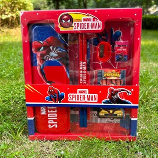 Bộ Dụng Cụ Học Tập Cho Bé Mẫu Siêu Nhân Nhện Spider Man Đầy Đủ Hộp Bút, Bút Chì, Thước, Tẩy, Máy Chuốt, Sáp Màu...