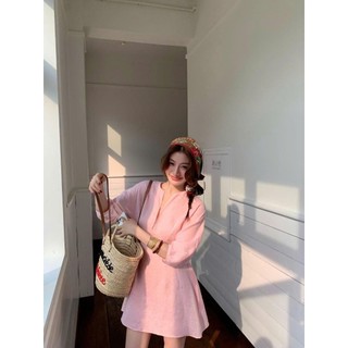 𝗗𝗶𝗲𝘂 𝗗𝗿𝗲𝘀𝘀- Đầm linen tay dài cổ tim cực xinh dễ mặc