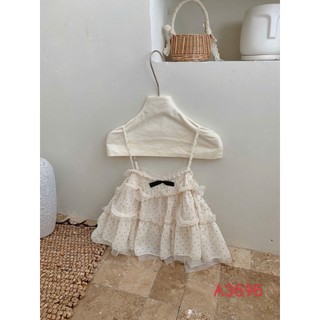 Áo 2 Dây Nữ Voan Lưới Chấm Bi Xếp Tầng Fairy Cami Thắt Nơ Ngực Nàng Thơ Xinh Xắn - Cakecat