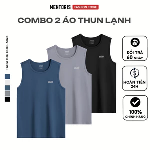 Combo 2 Áo Tanktop Nam Thể Thao Mentoris, Vải thun lạnh thông hơi, Áo Ba Lỗ siêu co giãn CB2MTT01