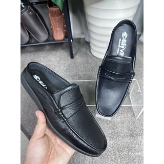 Giày sục nam giày lười nam giày nam không gót trung niên 2 màu đen nâu  đế khâu chắc chắn