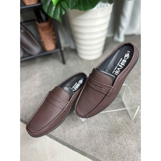 Giày sục nam giày lười nam giày nam không gót trung niên 2 màu đen nâu  đế khâu chắc chắn
