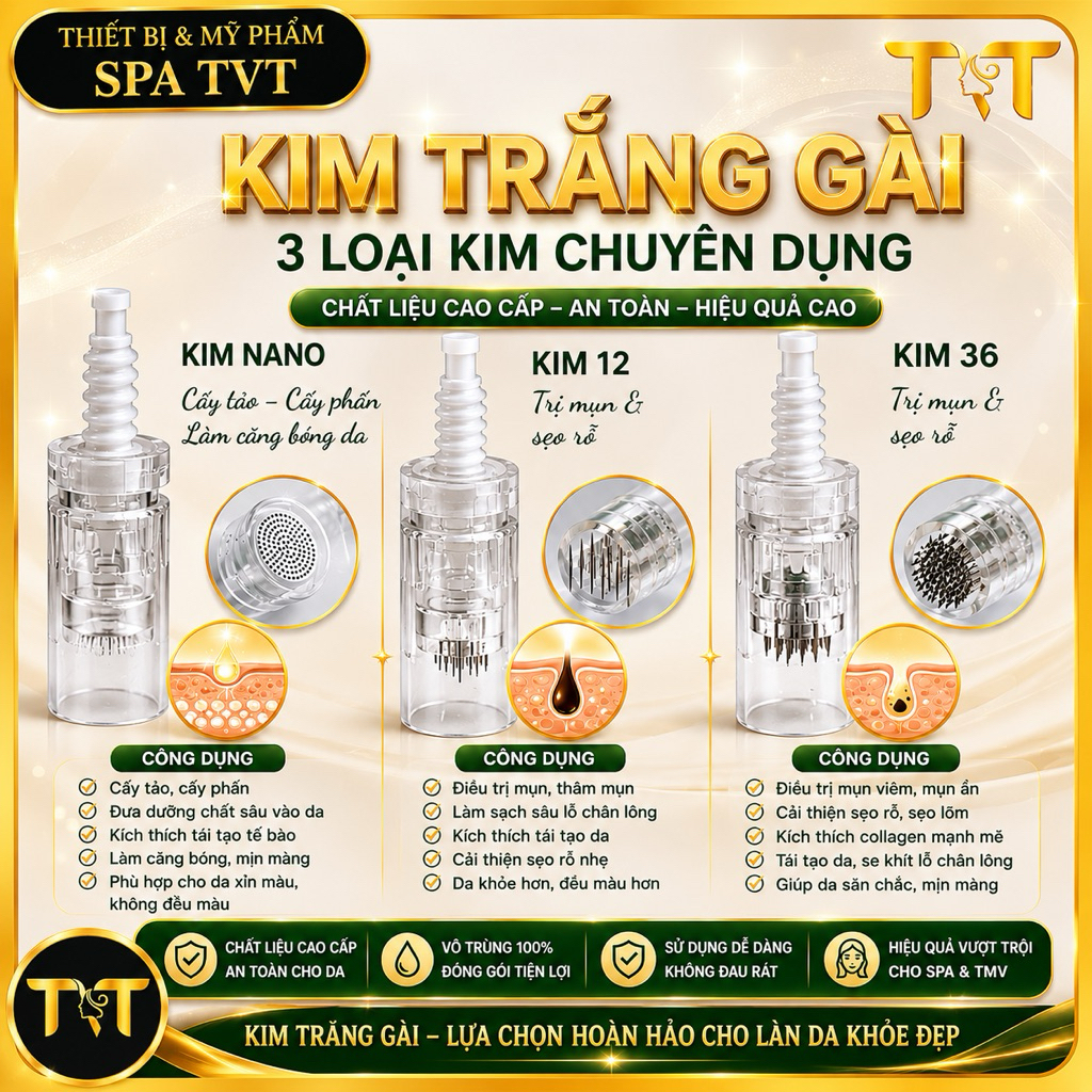 COMBO 10 KIM TRẮNG GÀI NANO, 12 KIM, 36 KIM CHO MÁY PHI KIM DR.PEN