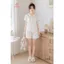 ST9405 Bộ pijama nữ lụa latin áo cộc quần sooc