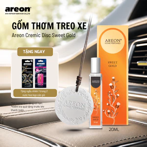 Gốm thơm treo xe 20ml Areon Cremic Disc Sweet Gold- Gốm thơm treo xe, Hương thơm dịu nhẹ, tự nhiên.