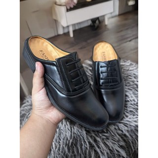 Giày tây nam hở gót phối dây , giày sục nam tăng chiều cao 3cm , giày tây nam dự tiệc