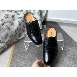 Giày tây nam hở gót phối dây , giày sục nam tăng chiều cao 3cm , giày tây nam dự tiệc