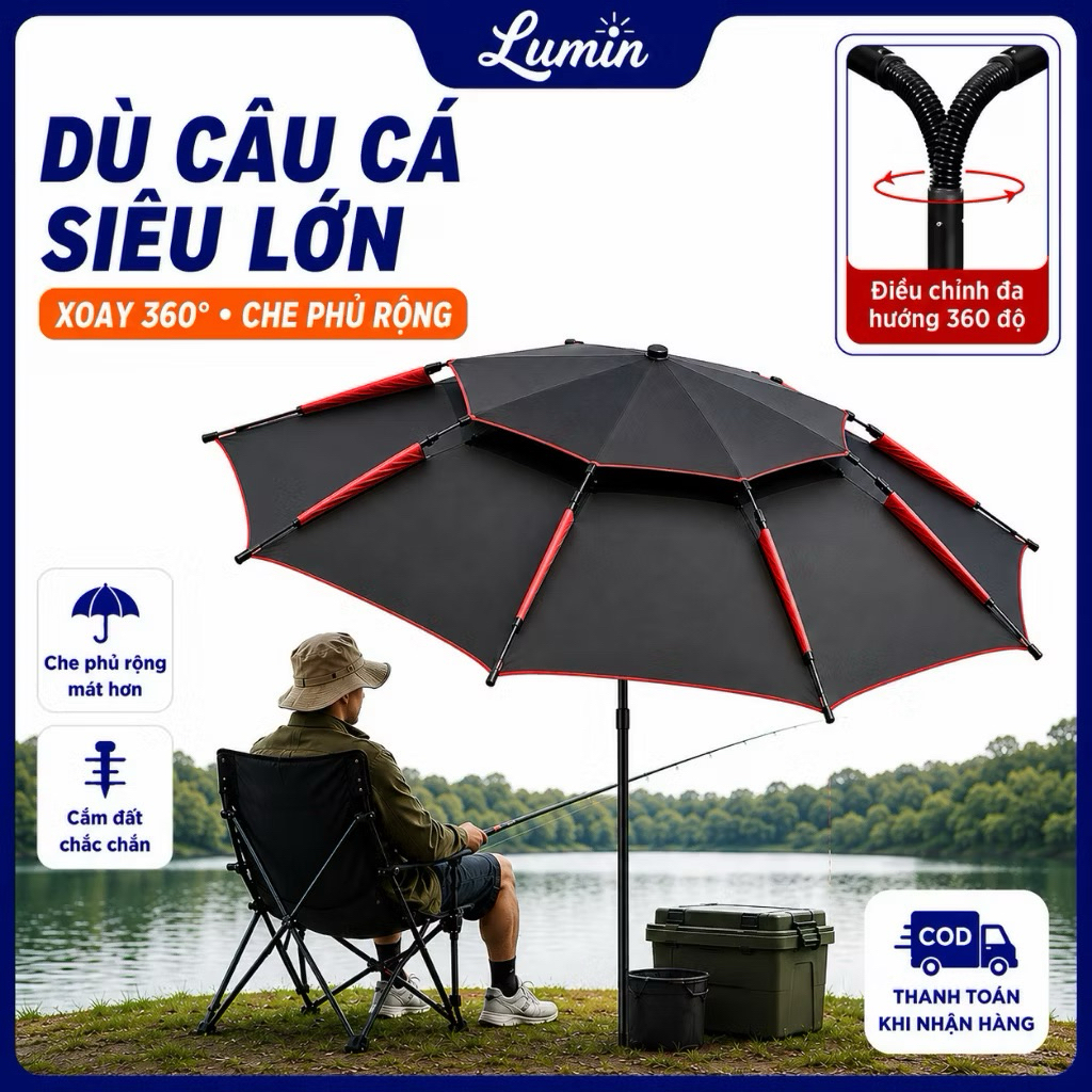 [ Giảm 50% ] Ô Câu Cá 2 Tầng Màu Đen 2m2+2m4 Cao Cấp Tránh Tia UV Và Chống Thấm Nước - Siêu Giảm Giá siêu bền đẹp