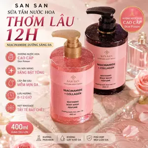 Sữa Tắm Hương Nước Hoa San San 400ml Lưu Hương 8-12H Dưỡng Trắng Da Niacinamide Collagen Da Mềm Mịn Thơm Lâu Cho Nữ