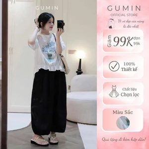 Set bộ nữ hoa xanh GUMIN thiết kế áo thun in hoa viền bèo phối quần bom rộng sang chảnh, Bộ đồ nữ mặc nhà vịntage