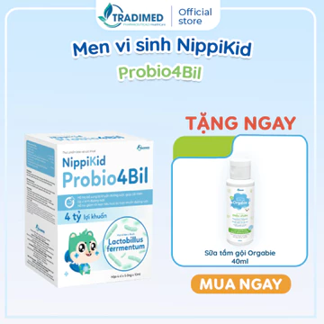 Men Vi Sinh NippiKid Probio4Bil Cho Trẻ - Hỗ Trợ Cân Bằng Hệ Vi Sinh Đường Ruột, Giảm Rối Loạn Tiêu Hóa, Tăng Hấp Thu