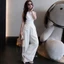 Set bộ sát nách GUMIN thiết kế áo ba lỗ xoắn eo phối kèm quần suông dài ống rộng, Set đồ nữ vintage đi biển sang trọng