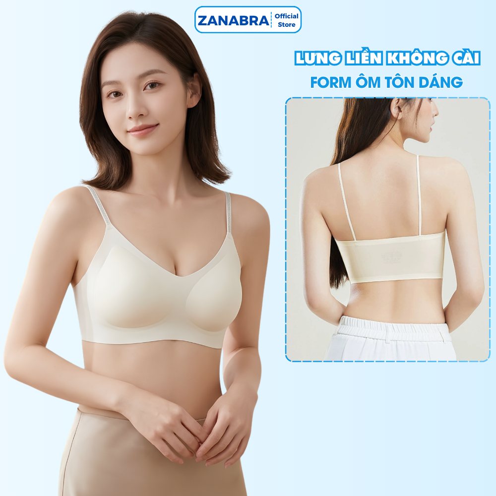 Áo Ngực, Áo Lót Su Mút Mỏng Nhẹ Mềm Mại Không Lộ Viền Không Gọng Hở Lưng Thoáng Mát ZANABRA