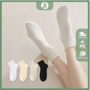 Tất/Vớ Nữ Cổ Ngắn/Cổ Trung Cotton Vintage – Màu Trơn Basic, Mềm Mại, Thoáng Khí & Khử Mùi- Soft Step