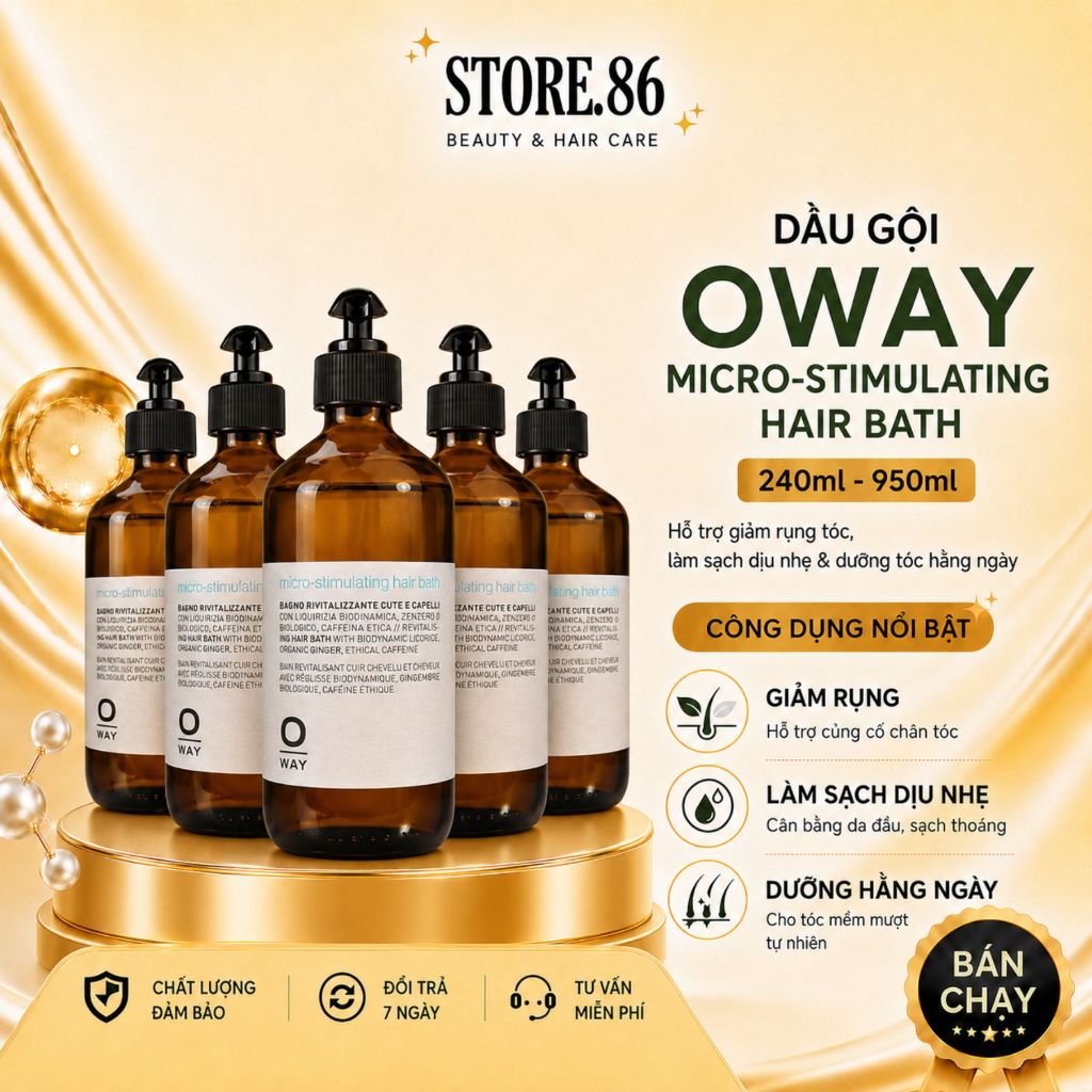 Dầu Gội OWAY Micro-Stimulating Hair Bath 240ml - 950ml | Làm Sạch Da Đầu, Chăm Sóc Tóc Thưa Yếu & Dễ Gãy Rụng