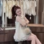 Set áo váy dập ly kem GUMIN thiết kế áo cổ sen tiểu thư phối chân váy xoè ngắn sang chảnh