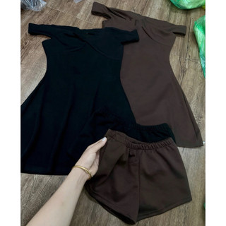 Váy MPB Trễ Vai Cổ Đổ Tôn Dáng Sang Chảnh, Đầm Body Xòe Ngắn Kèm Quần Lót Rời Đi Chơi Dự Tiệc (Sẵn)