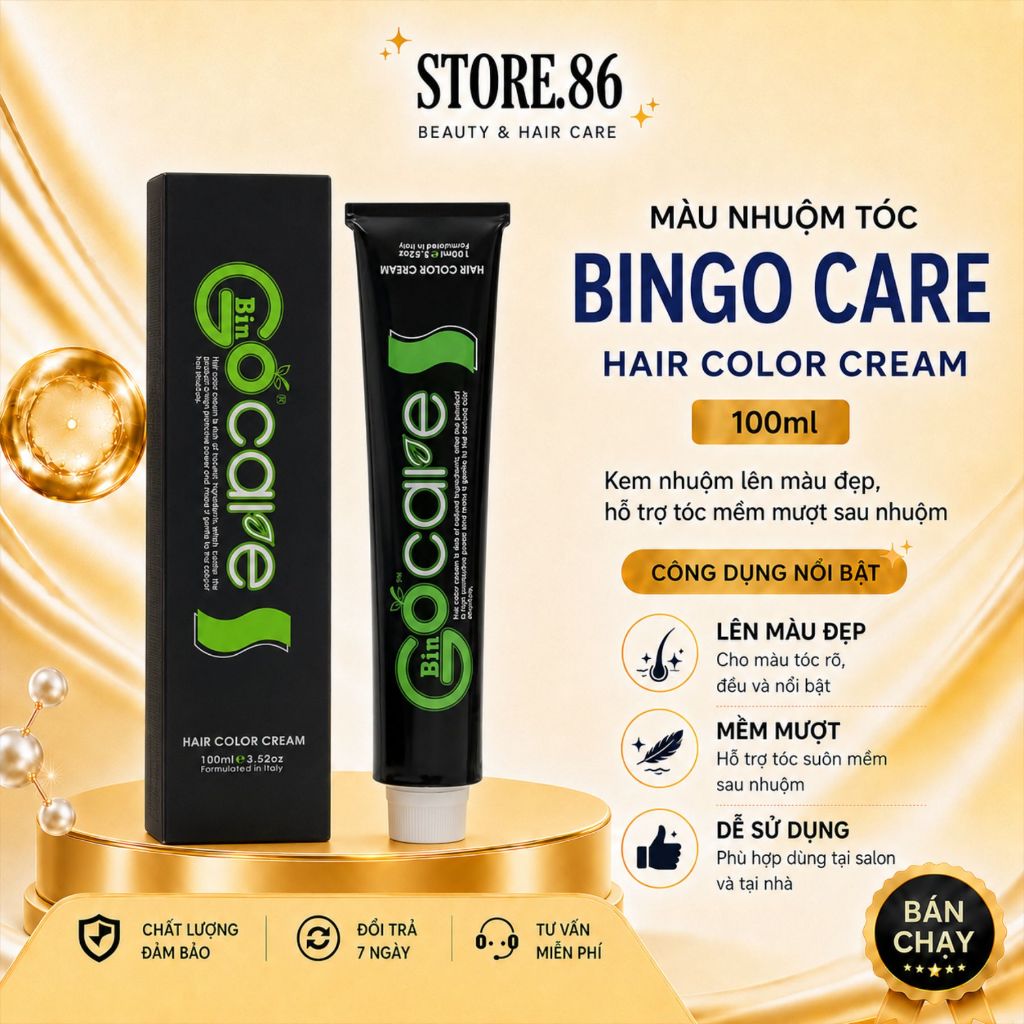 Màu Nhuộm Tóc Bingo Care 100ml | Kem Nhuộm Lên Màu Đẹp, Hỗ Trợ Tóc Mềm Mượt Sau Nhuộm