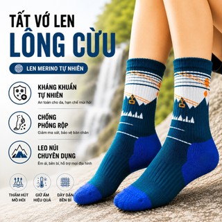 Tất leo núi Vớ Trekking nữ chống trượt len lông cừu Merino Wool chống phồng rộp chân kháng khuẩn tự nhiên