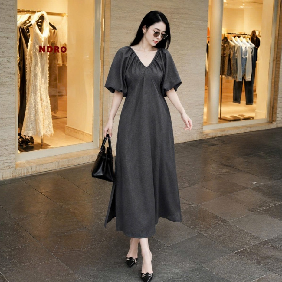 Đầm Cánh Dơi Chất Bông Gãy Tay Phồng Che Khuyết Điểm, Váy Dáng Dài Thời Trang Tôn Dáng D89 CEBA BOUTIQUE | BigBuy360 - bigbuy360.vn