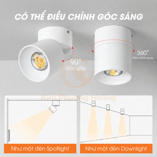 Đèn Rọi Decor Gắn Nổi 10W COB Xoay 350° Đèn Chiếu Điểm Trang Trí Tường Nhà, Nội Thất - BH 2 năm