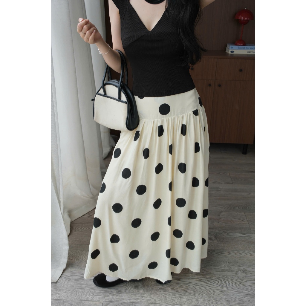 Gigi Skirt (TSW) Chân váy maxi chấm bi dáng xoè Nữ the.sweaterweather