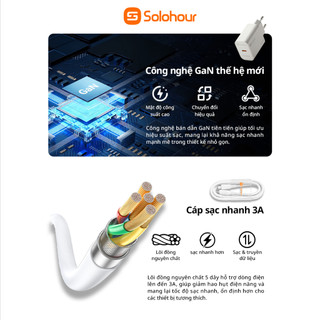 Bộ sạc nhanh PD 65W GaN kèm cáp sạc nhanh Type-C Lightning 3A, củ sạc điện thoại an toàn