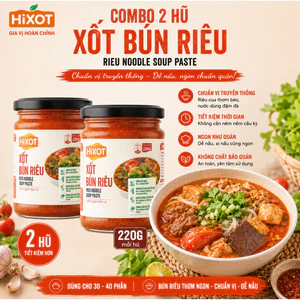 COMBO 2 Sốt Gia Vị Bún Riêu HiXOT hũ 220gram, nấu bún riêu cua/ tôm, lẩu riêu