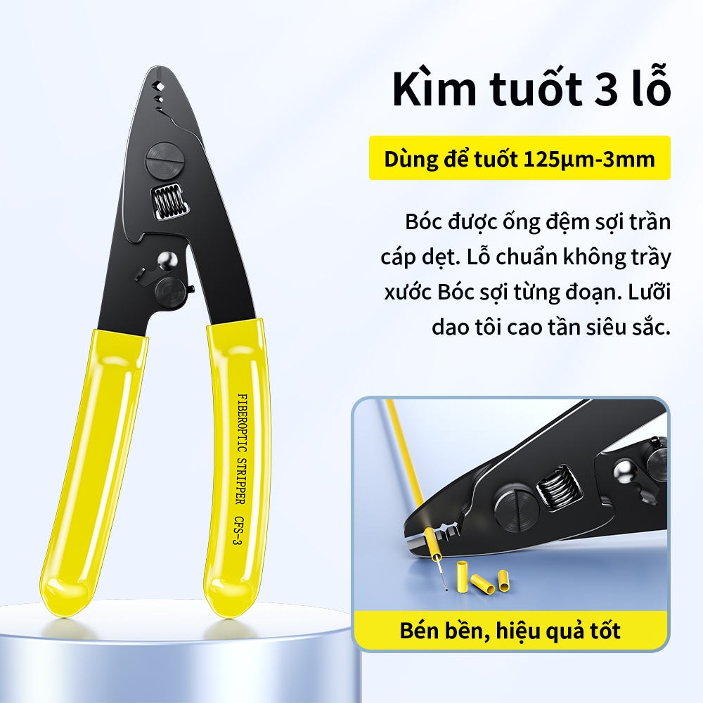 Kìm tuốt 3 khoang + Dao cắt sợi quang FC‑6S – sắc bén, chính xác, bền lâu cho FTTH