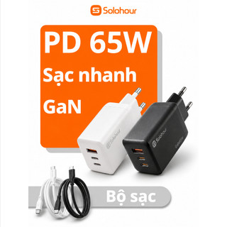 Bộ sạc nhanh PD 65W GaN kèm cáp sạc nhanh Type-C Lightning 3A, củ sạc điện thoại an toàn