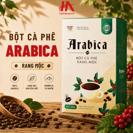 Bột Cà Phê Arabica Rang Mộc Hải An Nguyên Chất 500g – Bột Cà Phê Arabica Mộc, Thơm Tự Nhiên, Gu Đậm Vị