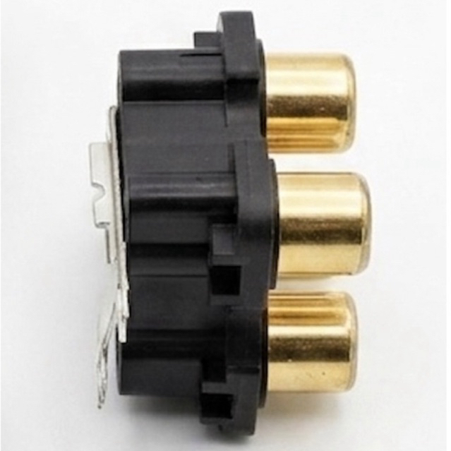 Jack RCA, AV4 cổng ngang - Đế cắm hoa sen (RCA) 6 chân mạ đồng cao cấp dùng cho Amply, Loa, Thiết bị âm thanh