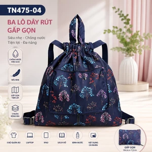 Ba Lô Dây Rút Gấp Gọn TN475-04 Họa Tiết Cây Xanh Chống Nước Vải Oxford Hàn Quốc Siêu Nhẹ Du Lịch