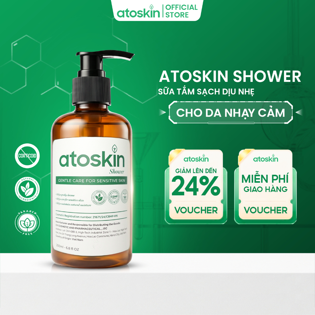 Sữa Tắm Viêm Da Cơ Địa Atoskin Shower 200ml - Hỗ Trợ Giảm Mẩn Đỏ, Giảm Ngứa Ngáy Giúp Da Khoẻ | BigBuy360 - bigbuy360.vn