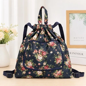 Ba Lô Dây Rút Gấp Gọn TN475-06 Hoa Hồng Vintage Chống Nước Vải Oxford Hàn Quốc Siêu Nhẹ