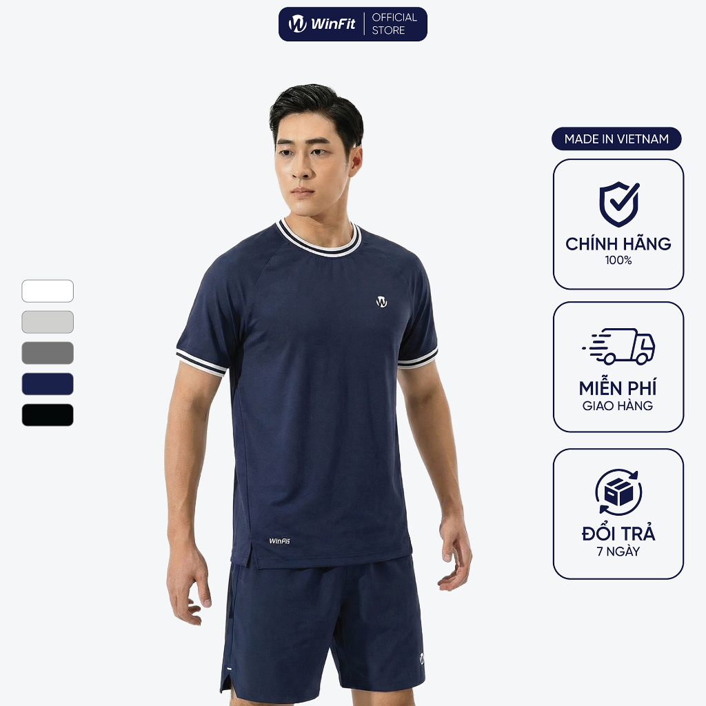 Áo Thun Nam WINFIT Cổ Tròn FlexForm Chất Liệu Microfiber Mềm Mịn, Không Thô Ráp, QuickDry Nhanh Khô  WAT001