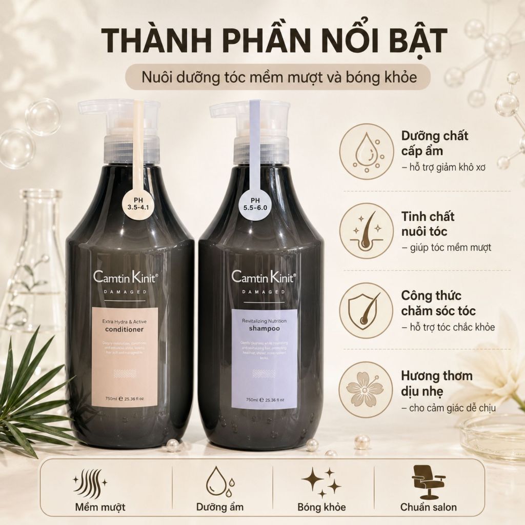 Dầu Gội Xả CAMTIN KINIT 6 In 1 750ml | Chăm Sóc Tóc Mềm Mượt, Hương Thơm Dễ Chịu Chuẩn Salon