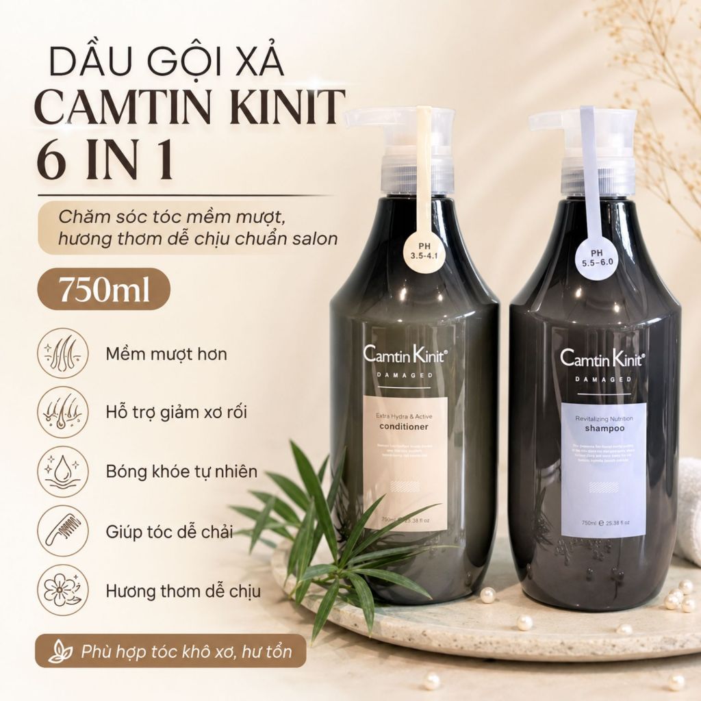 Dầu Gội Xả CAMTIN KINIT 6 In 1 750ml | Chăm Sóc Tóc Mềm Mượt, Hương Thơm Dễ Chịu Chuẩn Salon