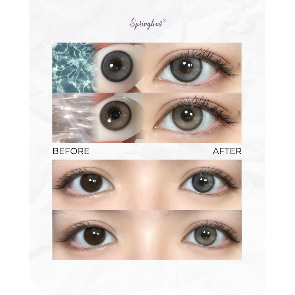 Kính áp tròng hiệu ứng AP BROWN (April Rain) nâu xám bạc douyin giãn tròng 1 tháng | Spring Lens