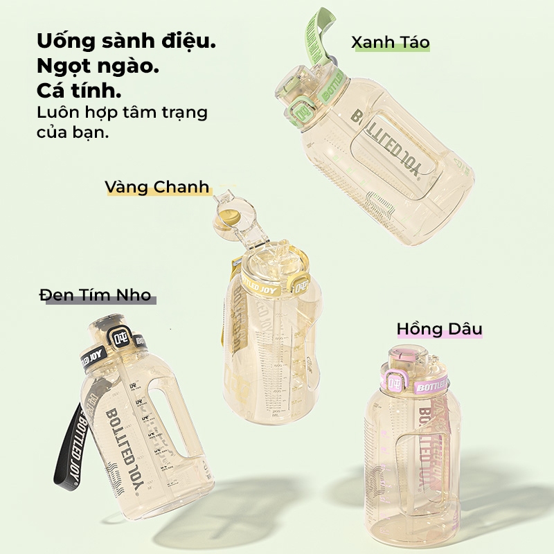 BOTTLEDJOY Bình nước dung tích lớn PPSU an toàn cho sức khỏe, không chứa BPA, chịu nhiệt lên đến 180°C, phù hợp cho hoạt