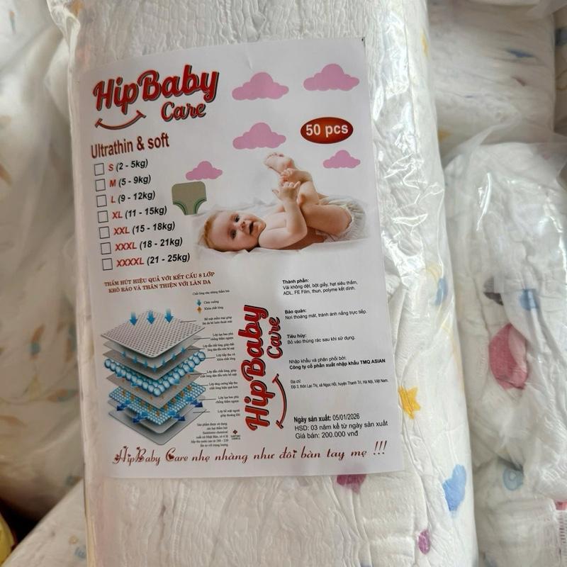 [Giá Mở Bán] Combo 100 Miếng Bỉm HIPBABYCARE Quần, Bản Nâng Cấp Mềm Mại, Thấm Hút Tốt Đủ Size S-6xl