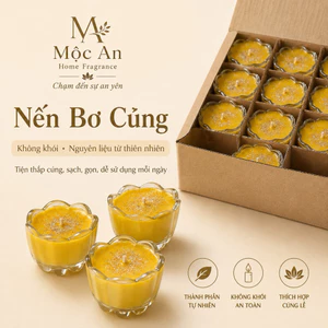 Nến bơ hoa mai Mộc An | Nến ly thủy tinh hoa nhỏ, nến cúng, nến trưng bày