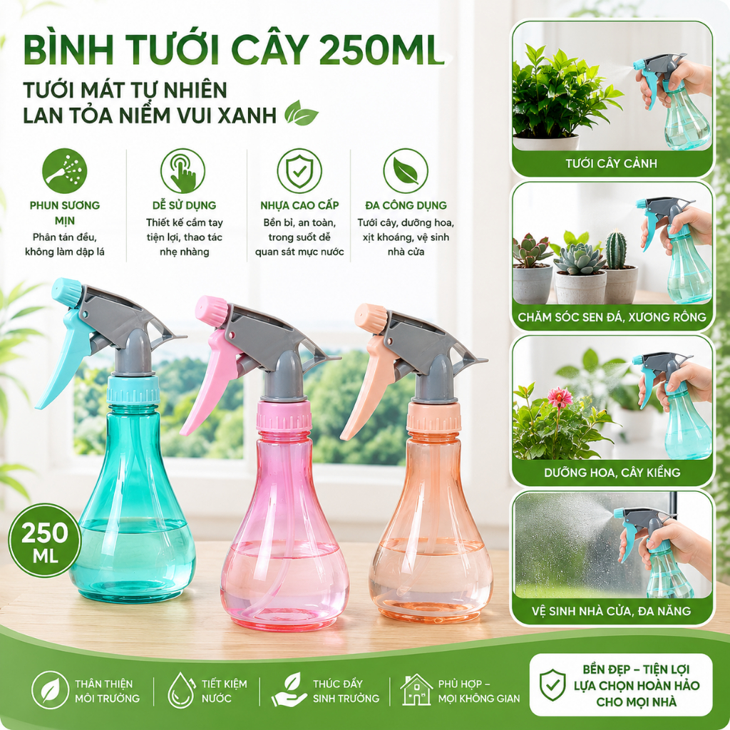 BÌNH TƯỚI CÂY  – TƯỚI MÁT TỰ NHIÊN, LAN TỎA NIỀM VUI XANH 250 ML 76546