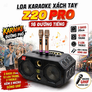 Loa Karaoke Xách Tay Z20 Pro 16 Đường Tiếng, Công Xuất 950W, 2 Bass 20cm, 12 Loa Trung, Kèm 2 Micro UHF Hát Nhẹ Không Hú