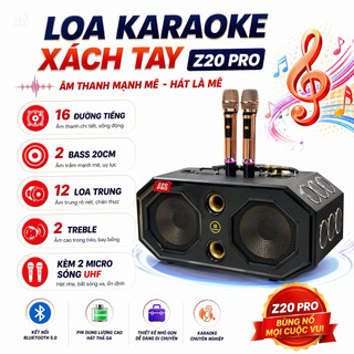 Loa Karaoke Xách Tay Z20 Pro 16 Đường Tiếng, Công Xuất 950W, 2 Bass 20cm, 12 Loa Trung, Kèm 2 Micro UHF Hát Nhẹ Không Hú