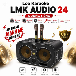 Loa Karaoke Xách Tay LMK Audio D20 24 Đường Tiếng, Công Xuất 1300W, 2 Bass 25cm, 2 Trung 16cm, Kèm 2 Micro UHF Chống Hú