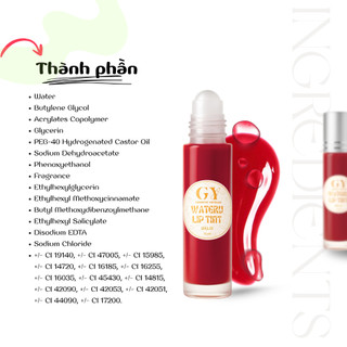 Son Tint Lì Bi Lăn Roller Watery Lip Tint V1 GY Cosmetic, Nhẹ Môi, Lâu Trôi, Bền Màu, 9 Màu, 10ml