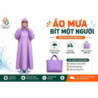 Áo Mưa Bít Một Người Form Rộng Che Kín Toàn Thân Chất Liệu PVC Chống Thấm Nước